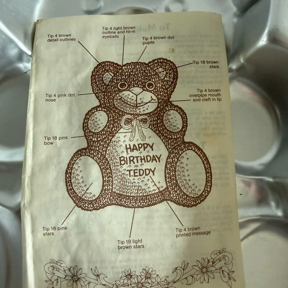Wilton 1982 Huggable Teddy Bear Cake Pan w/ Original Inserts & Instructions